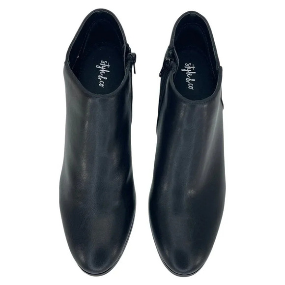 Style & Co Wiley Black Faux Leather Womens Booties Size 6M - Picture 5 of 13